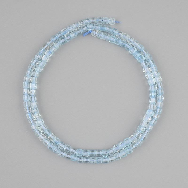 חרוזי טופז עם חיתוכי פאות, קובייתיים, קוטר 3x3mm ±, אורך 39cm ±