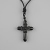 תליון צלב מאגט שחור, קוטר 47×36 mm ± על שרוך שחור עם כיוונון, אורך 78 cm+