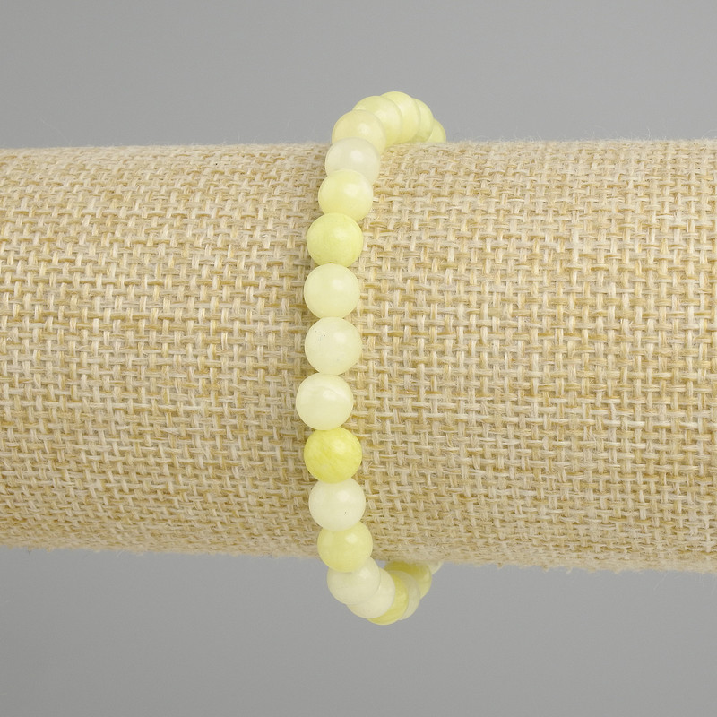 צמיד אוניקס (מלאכותי) כדור חלק, קוטר 6mm±, אורך 18cm± סטרץ'