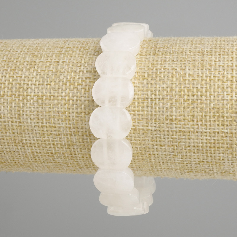 צמיד מקריסטל הר, חרוזים חלקים, קוטר 14×10 mm ±, אורך 18 cm ±, סטרץ'