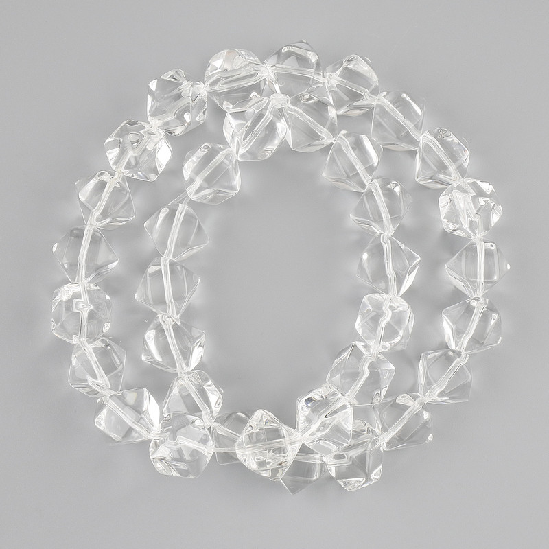 חרוזים קריסטל הררי רב-פנים 12x19-12mm+- אורך 38cm+- על חוט