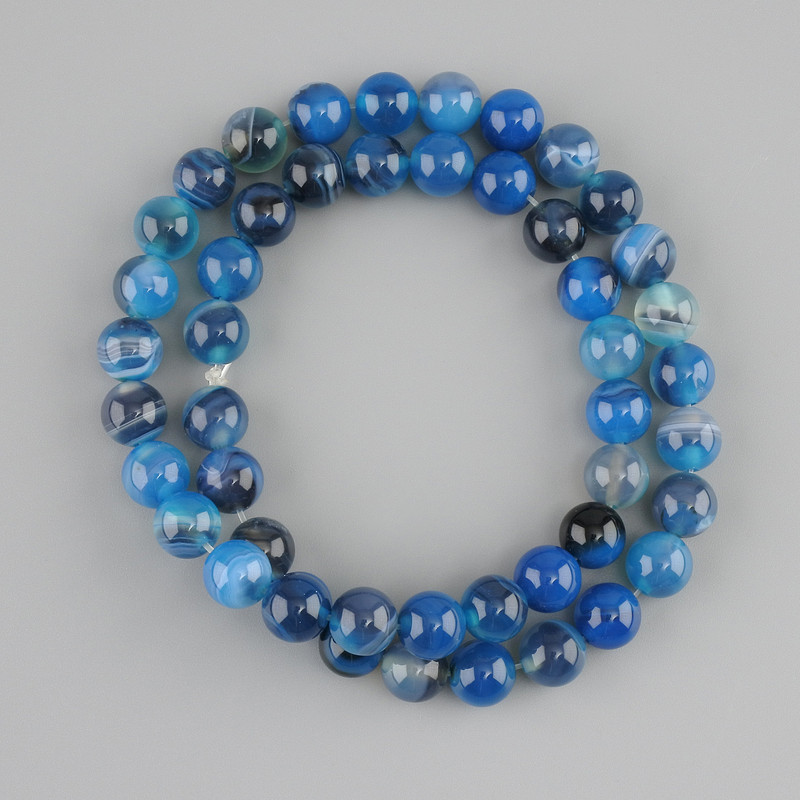 חרוזי אגת כדור חלק, קוטר 8mm ±, אורך 38cm ± על חוט