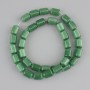 חרוזים עין החתול ירוקים, גליליים, קוטר 11×8mm ±, אורך 38cm ± על חוט