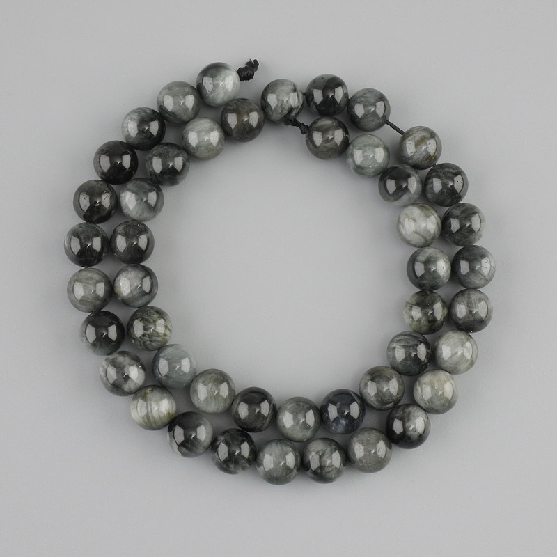 חרוזי אובסידיאן, כדור חלק, קוטר 8.5mm ±, אורך 39cm ±