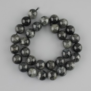 חרוזי אובסידיאן כדור חלק, קוטר 12.5mm ±, אורך 38cm ±