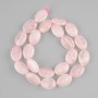 חרוזים קוורץ ורוד אובל, 18x13mm ±, אורך חוט כ-39cm ±