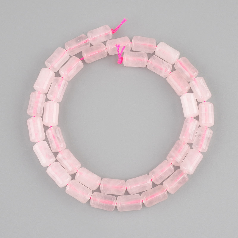 חרוזים קוורץ ורוד צילינדר, קוטר 10×6mm ±, אורך 38cm ±