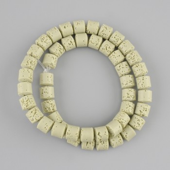 חרוזים לבה וולקנית צילינדר, קוטר 8×8mm± על חוט, אורך 38cm+