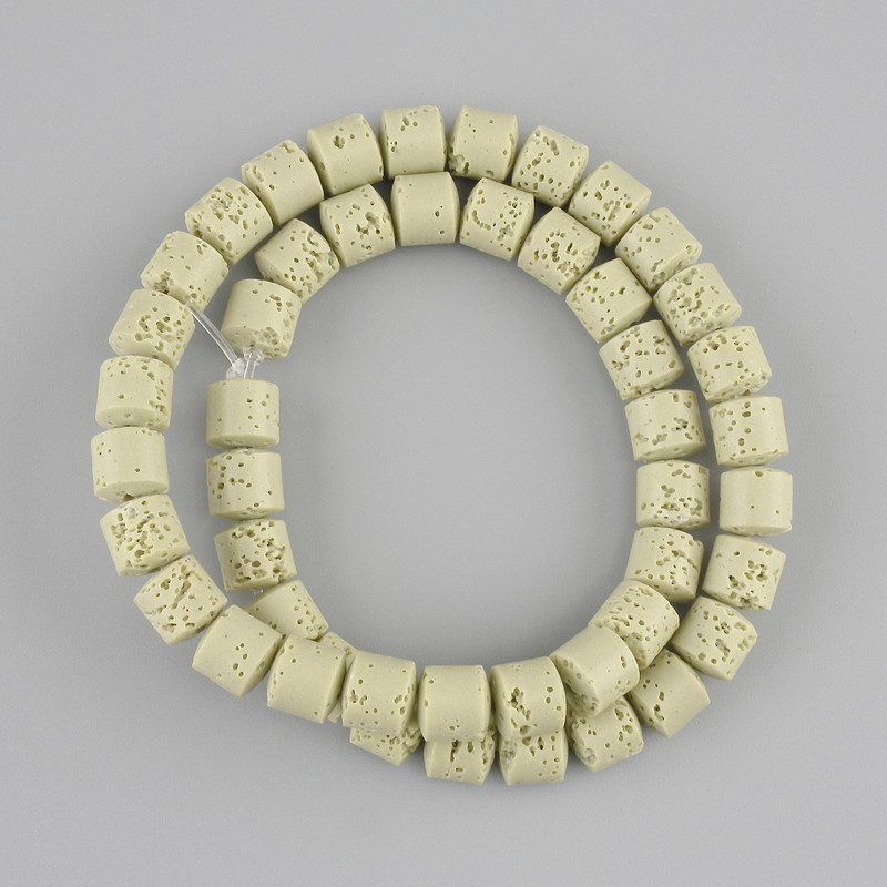 חרוזים לבה וולקנית צילינדר, קוטר 8×8mm± על חוט, אורך 38cm+