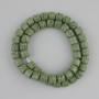חרוזים מלבה וולקנית ירוקה, צילינדר, קוטר 8×8 mm ± על חוט, אורך 38 cm+