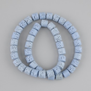 חרוזים לבה געשית כחולה צילינדר, קוטר 8×8mm ± על חוט, אורך 38cm+
