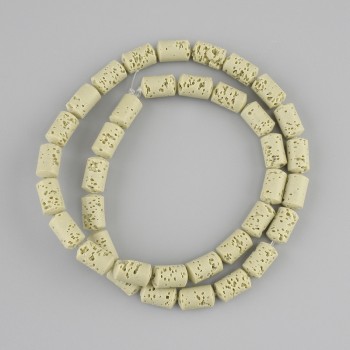 חרוזים לבה וולקנית צילינדר, קוטר 10×6mm± על חוט, אורך 38cm+
