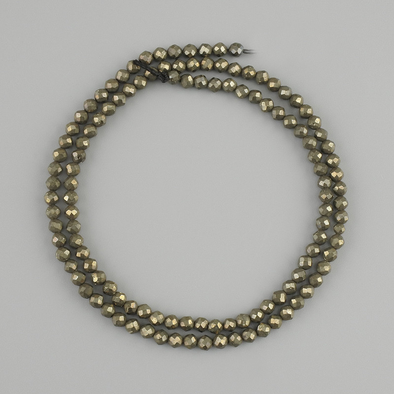 חרוזי פיריט, כדור עם פיאות, קוטר 3mm+-, אורך 40cm+