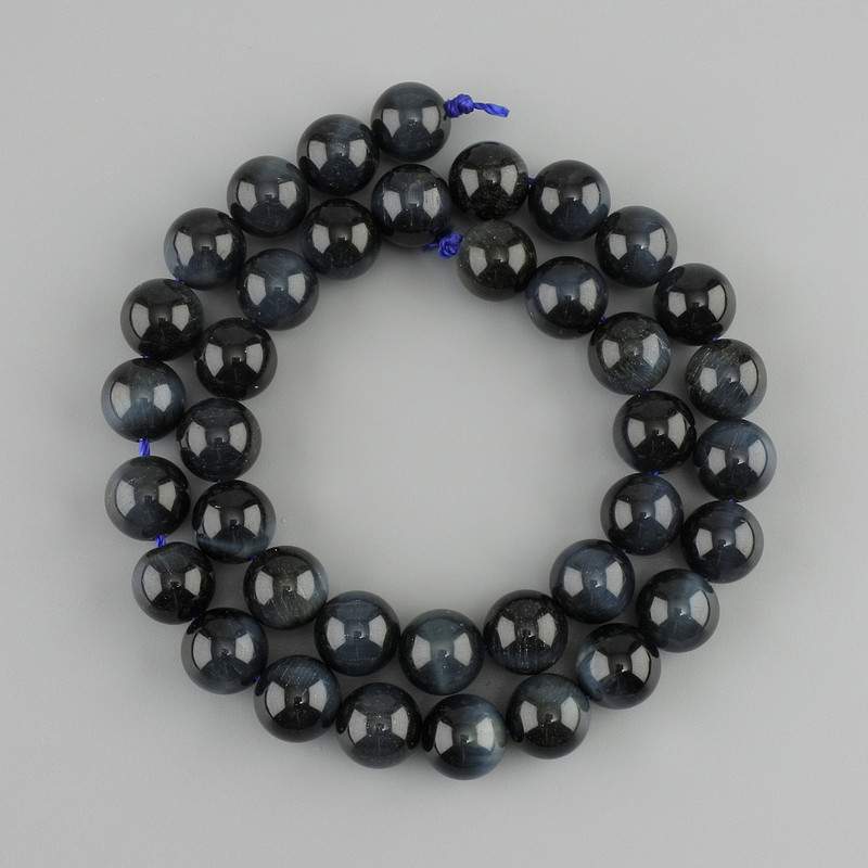 חרוזים מאבן טבעית עין נץ כדור חלק, קוטר 10mm ±, אורך 38cm+