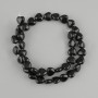חרוזי אגת שחורה בצורת לב, קוטר 10x9, 5mm±, אורך 35cm± על חוט דייג