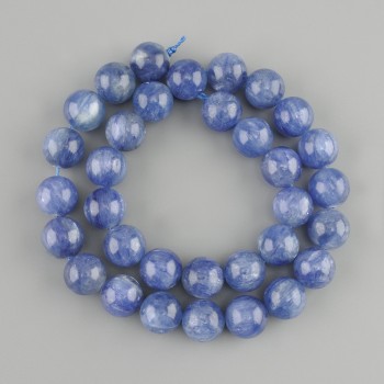 חרוזי אבן טבעית קיאניט, כדור חלק, קוטר 12mm ±, אורך חוט כ-39cm ±