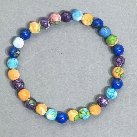 צמיד ואריסציט (מלאכותי) כדור חלק, קוטר 6.5mm ±, אורך 18cm ± אלסטי