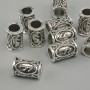 אביזרי תכשיטים חרוז רונה סקנדינבית, קוטר 13×9 מ"מ ±, חור קוטר 6 מ"מ, מתכת בצבע כסף, מארז 10 יח'