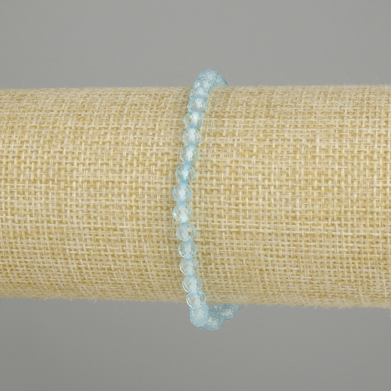 צמיד טופז עם חרוזים חצויים, קוטר 4mm ±, אורך 18cm ±, סטרץ'