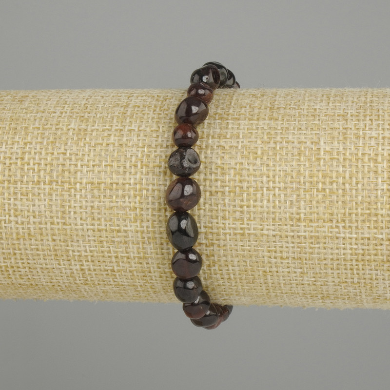 צמיד גרנט אבני גלגול, קוטר 6-10×5, 5-8mm ±, אורך 18cm ±, סטרץ'