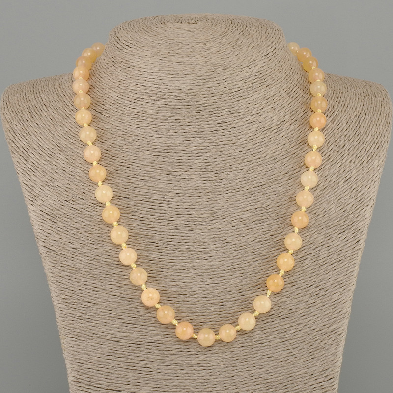 שרשרת ציטרין כדורים חלקים, קוטר 8mm±, אורך 50cm± עם סוגר