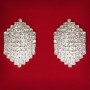 (22x22 mm) עגילי סטד לנשים עם סטרז לבנים, מתכת בהירה — קלאסיים, גודל בינוני