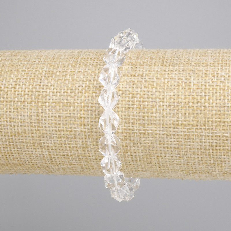 צמיד קריסטל הררי רב-פנים, קוטר 9x8mm+-, אורך 18cm+- בסיס אלסטי