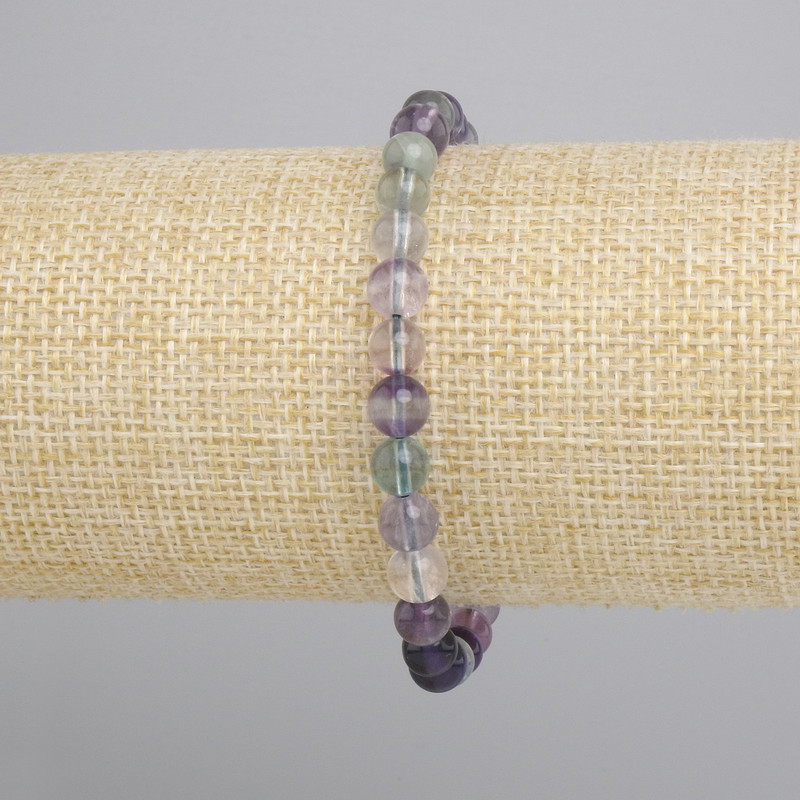 צמיד פלואוריט כדור חלק, קוטר 6mm+-, אורך 18cm+- סטרץ'