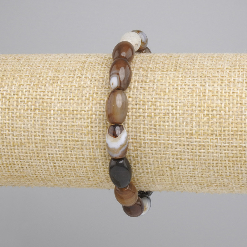 צמיד אגת גרגיר, קוטר 12x8mm+-, אורך 18cm+- סטרץ'