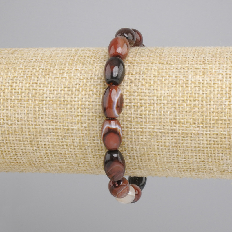 צמיד אגת גרגיר, קוטר 12x8mm+-, אורך 18cm+- סטרץ'