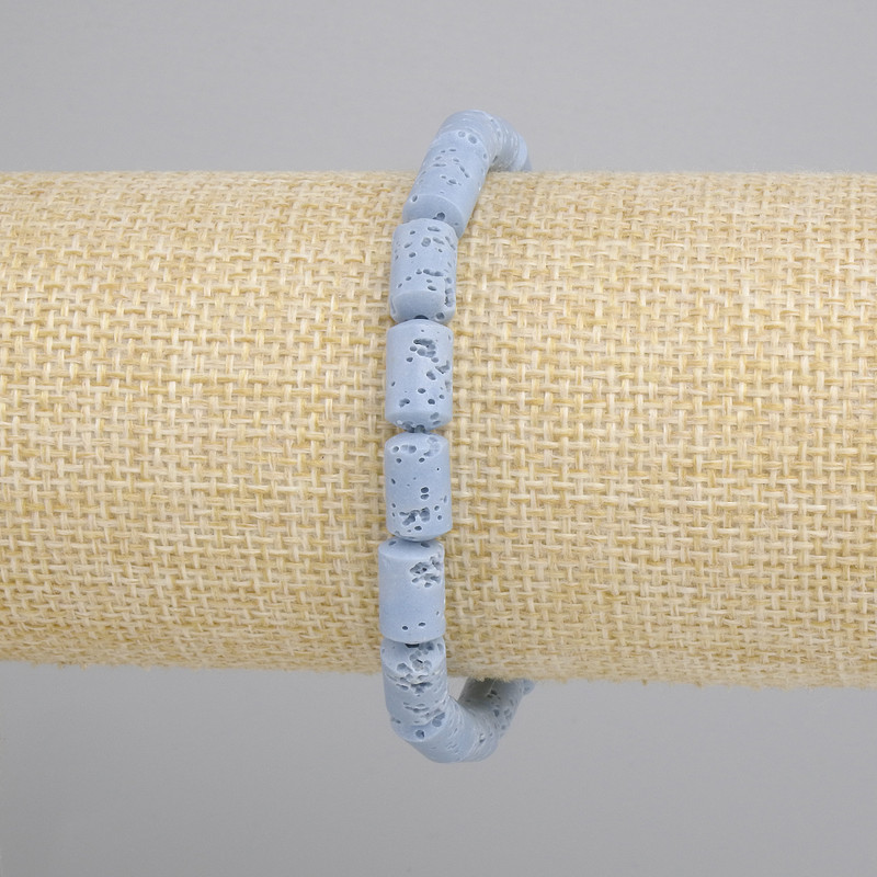 צמיד מלבה וולקנית כחולה גלילית, קוטר 10x6mm+-, אורך 18cm+-, סטרץ'