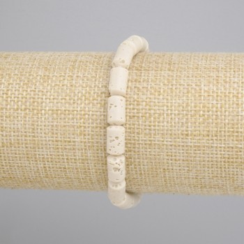 צמיד בז' לבה וולקנית גלילי, קוטר 10×6 mm ±, אורך 18 cm ±, סטרץ'
