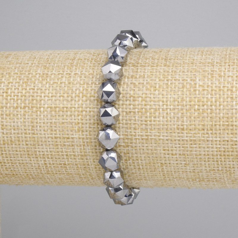 צמיד טרהרץ רב-פאות, קוטר 8x7mm+-, אורך 18cm+- סטרץ'