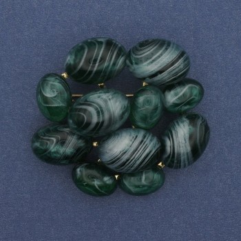 סיכת חזה-תליון 'אקצנט' אגט מתכת מוזהבת 50x46mm+