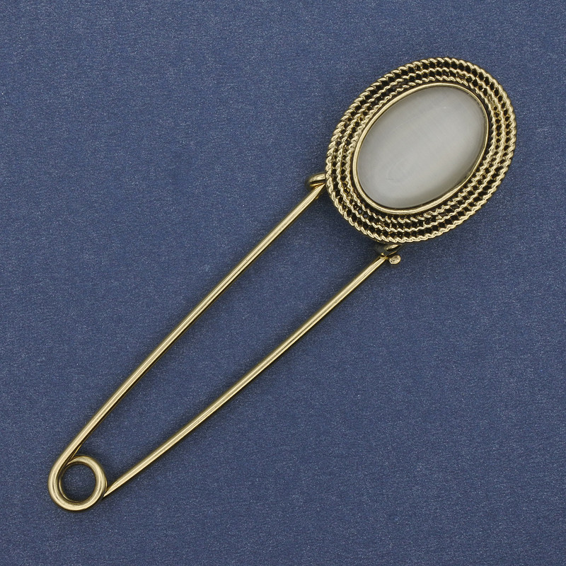 סיכת חזה עם האבן «עין החתול» מתכת בצבע זהב 80×22mm+