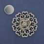 סיכת דש מגנטית בצורת פרח, מתכת בצבע כסוף, 42mm+