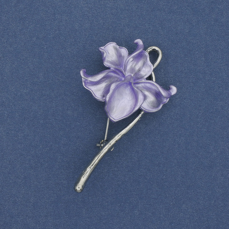 סיכת חזה-תליון פרח אמייל מתכת כסופה 56×30 mm+
