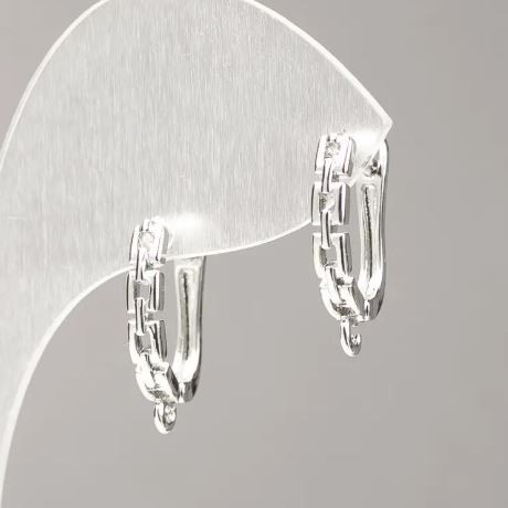 ווים לעגילים מתכת בצבע כסוף 18x3 mm, זוג