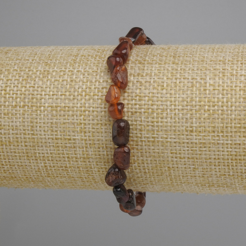 צמיד גרנט הסוניט מלוטש, קוטר 7-10×5-6,5 mm ±, אורך 18 cm ±, אלסטי (סטרץ')