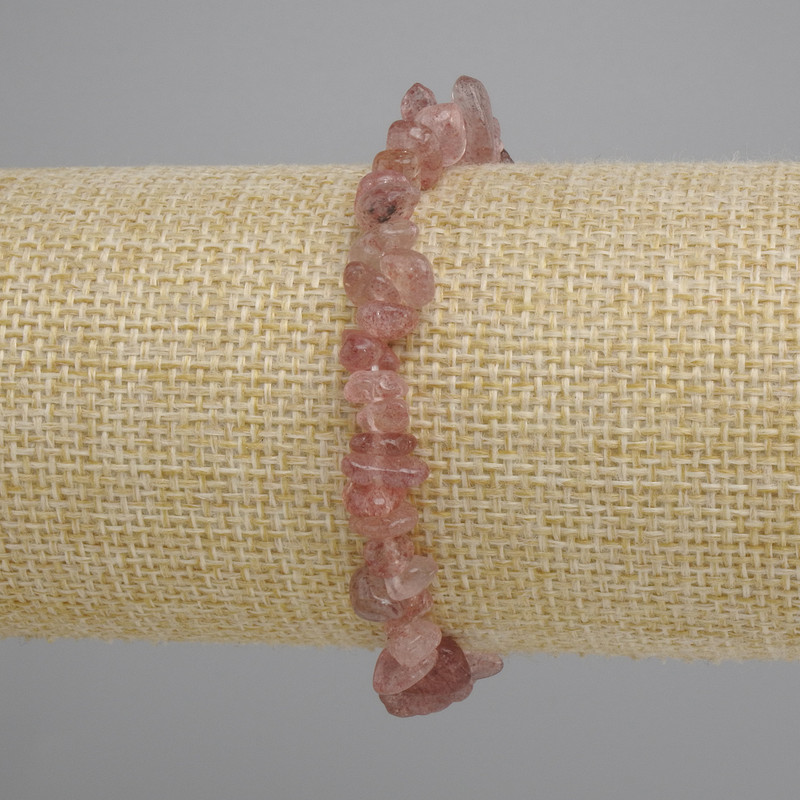 צמיד קוורץ תות שברי, קוטר 5-11×4-7mm ±, אורך 18cm ± סטרץ'