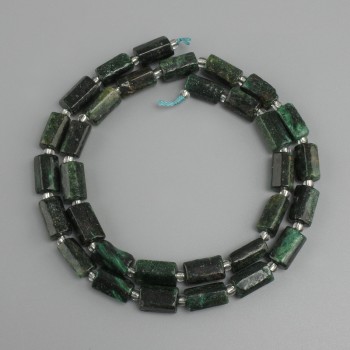 חרוזי אזמרגד חתוכים, קוטר כ-10.5×5–6 mm ±, חרוזים 3 mm ±, אורך כ-39 cm ±