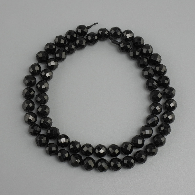 חרוזי טורמלין כדור עם פאות, קוטר 6mm ±, אורך 38cm+