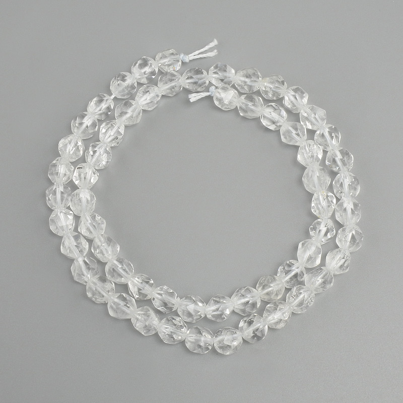 חרוזים מקריסטל הררי רב-פאות, קוטר 6-6.5×6 mm ±, אורך 37cm+