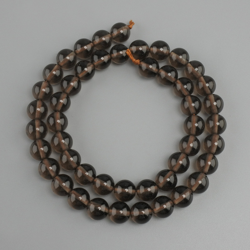 חרוזים קוורץ מעושן, כדור חלק, קוטר 8.5 mm ±, אורך 38 cm ±