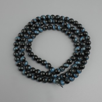 חרוזי עין הנמר (סינתטי) כדור חלק, קוטר 8mm±, אורך 80cm± על חוט