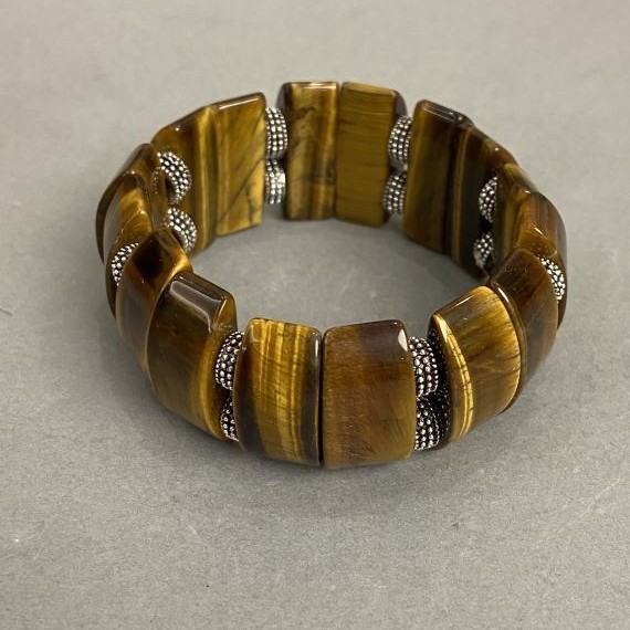 צמיד עין הנמר, חוליה 25×10 mm ± עם תוספות מתכת, אורך 18 cm ± (בסיס סטרץ')