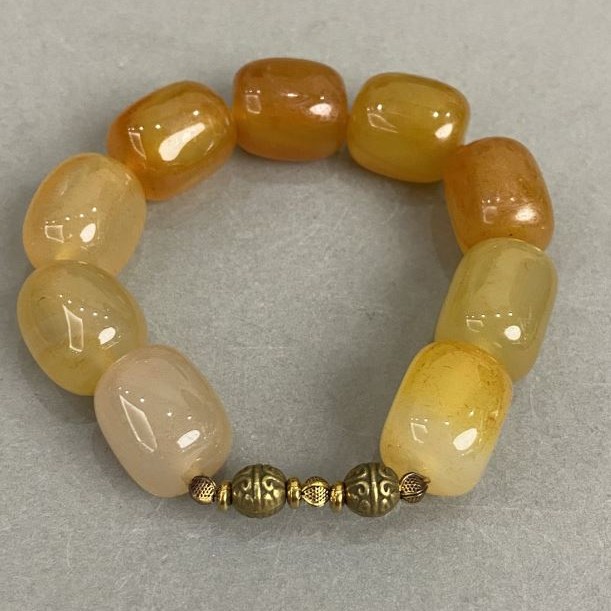 צמיד אגט מלוטש 19x16mm+-, אורך 18cm +- אלסטי