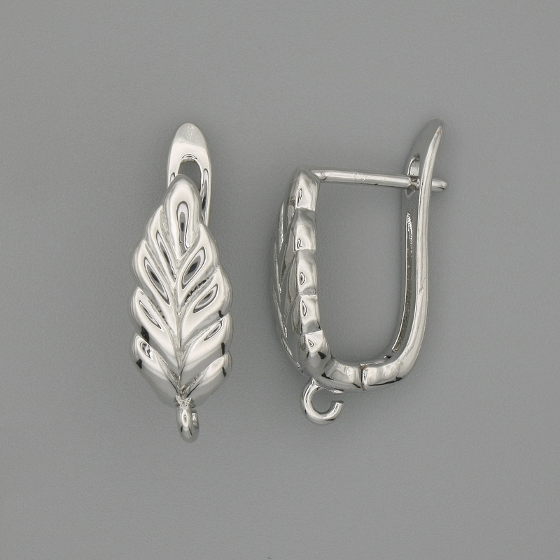 חוטים לעגילים מתכת בצבע כסוף 17×6 mm ± זוג