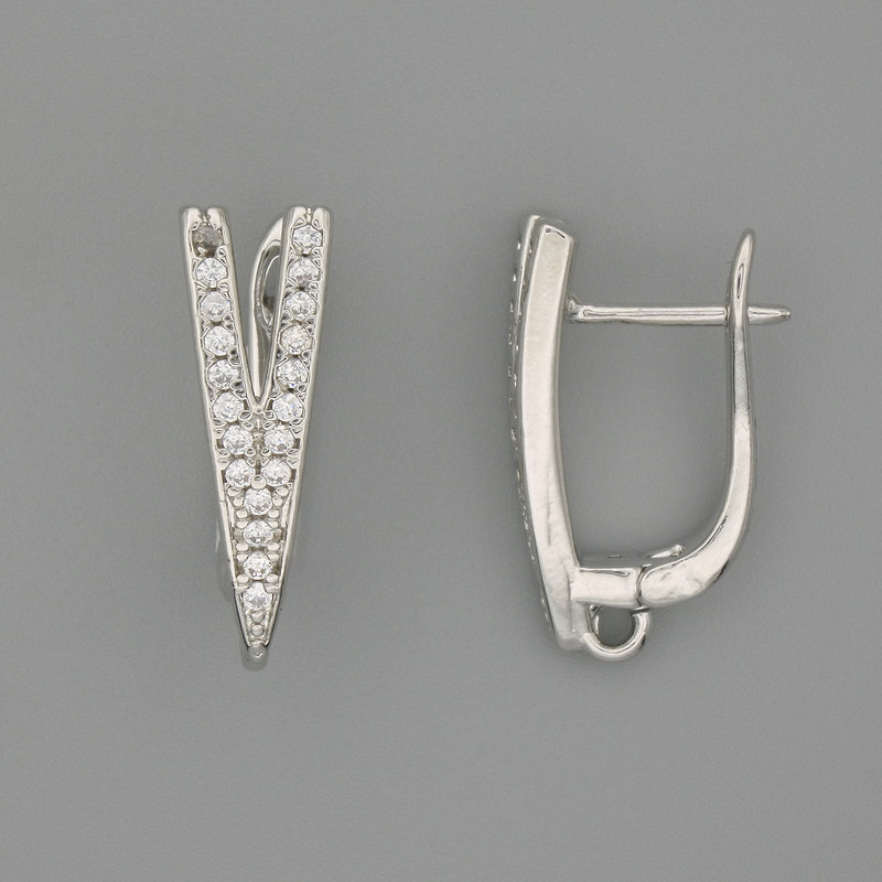 ווים לעגילים ממתכת בצבע כסף 20x6mm זוג