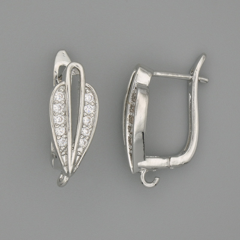 ווים לעגילים מתכת בצבע כסוף 19×7 mm — זוג